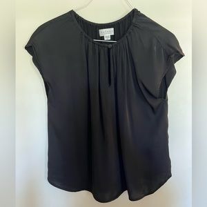 Velvet by Graham & Spencer black silky cap sleeve top, size M